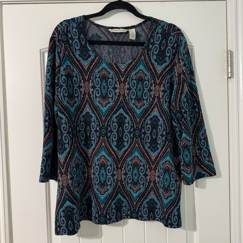 Women’s French Laundry 3/4 Sleeve Blouse. Size XL. Scoop Neck, Loose Casual fit